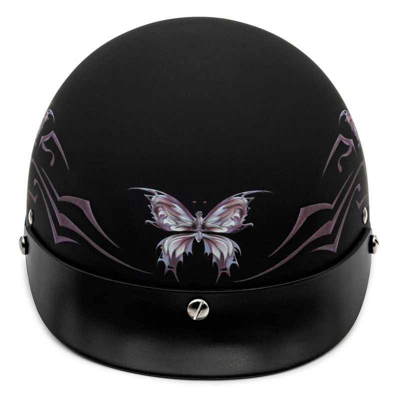 VCAN V515BF21 Flat Black Butterfly X-Small Half Helmet - Image 3